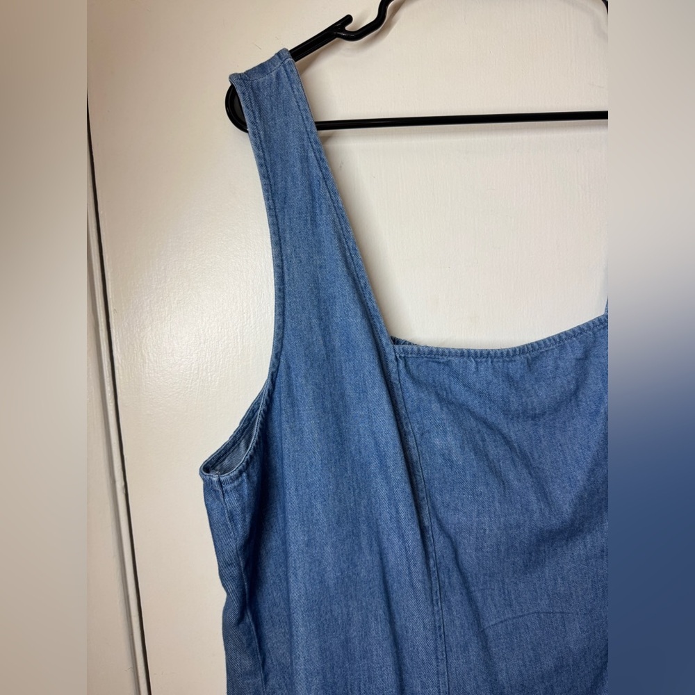 NWT Old Navy Denim Blue Chambray Square Neck 100% Cotton Midi Dress Size XXL - Picture 3 of 12